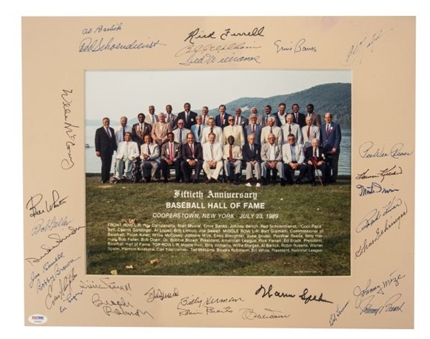 1989 Baseball Hall of Famers Display Piece Signed By 30 Including Williams, Yastrzenski and Reese